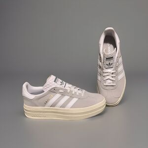 Womens Adidas Original Gazelle Bold Grey/White HQ6893 Fashion Shoe Sneaker 8.5